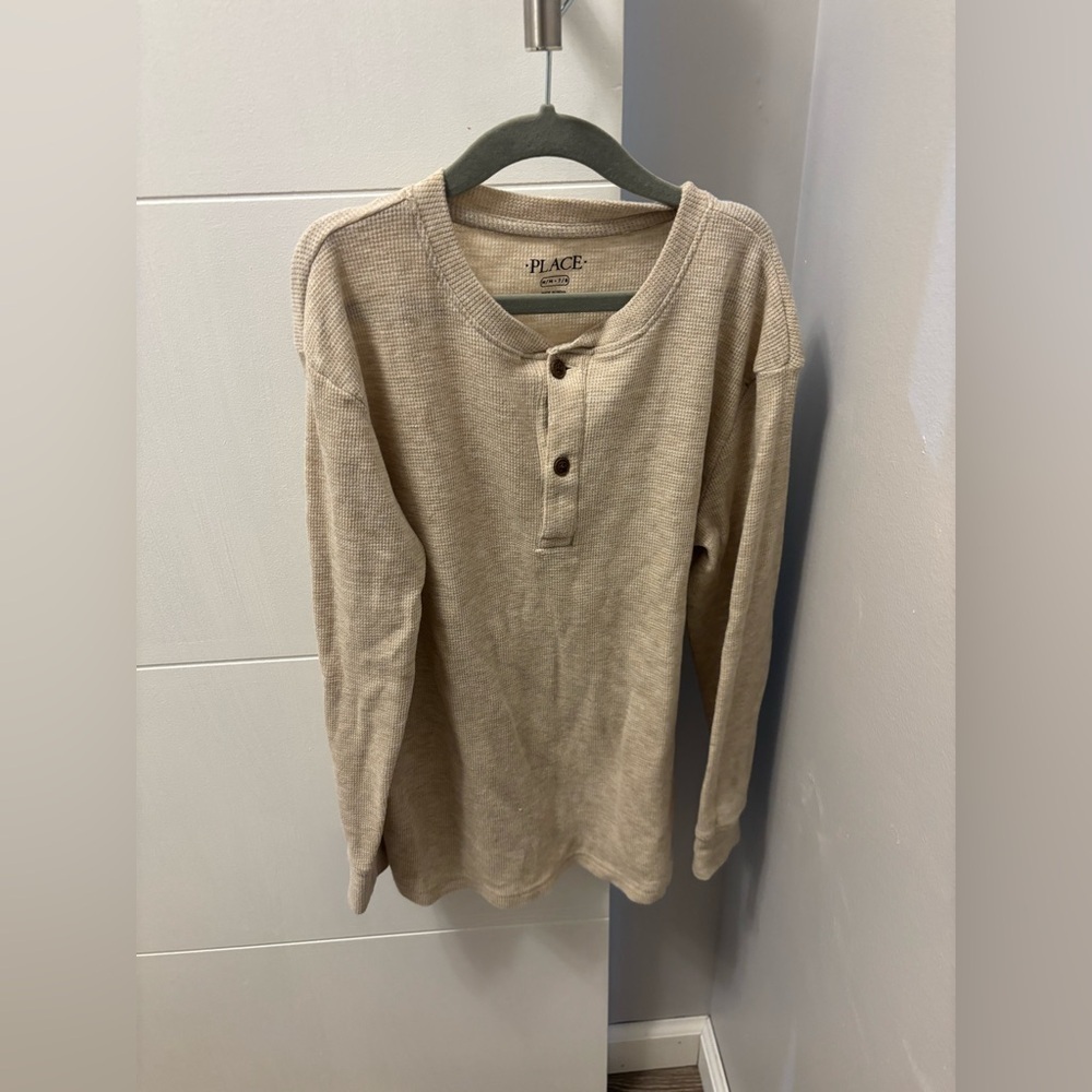 The Children’s Place Boys Beige Henley Long Sleeve Top Size M